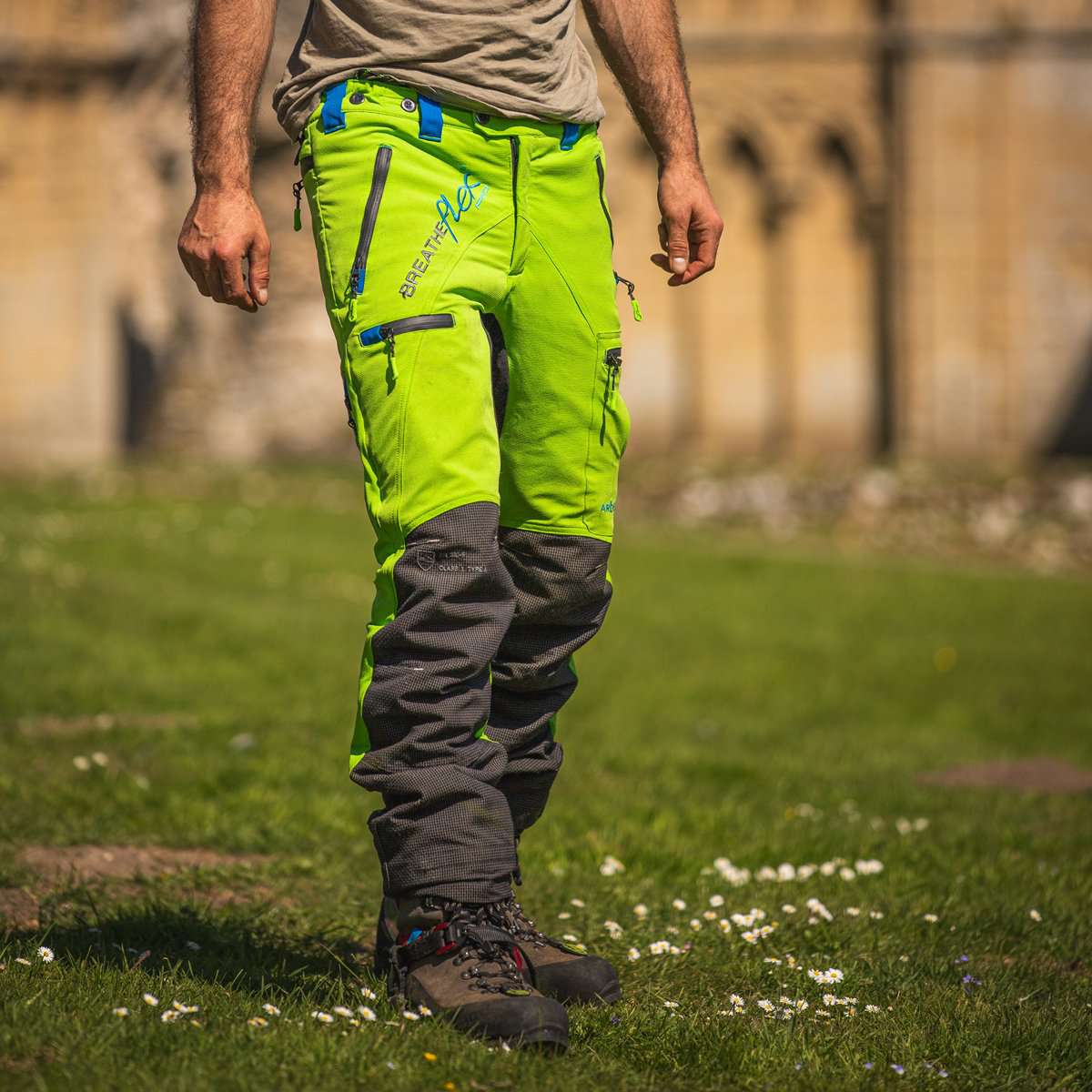 AT4070 Breatheflex Pro Chainsaw Trousers Design C Class 1 - Lime - Arbortec Forestwear