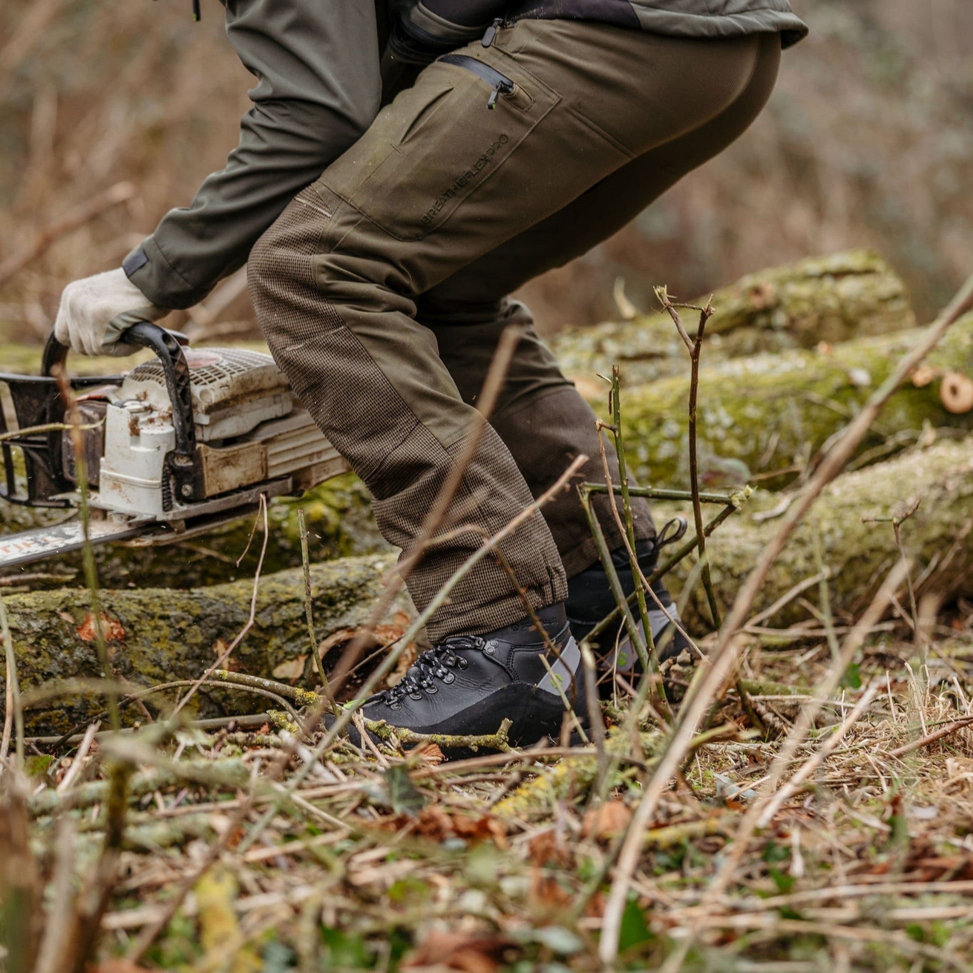 AT4070 Breatheflex Pro Chainsaw Trousers Design C Class 1 - Olive - Arbortec Forestwear
