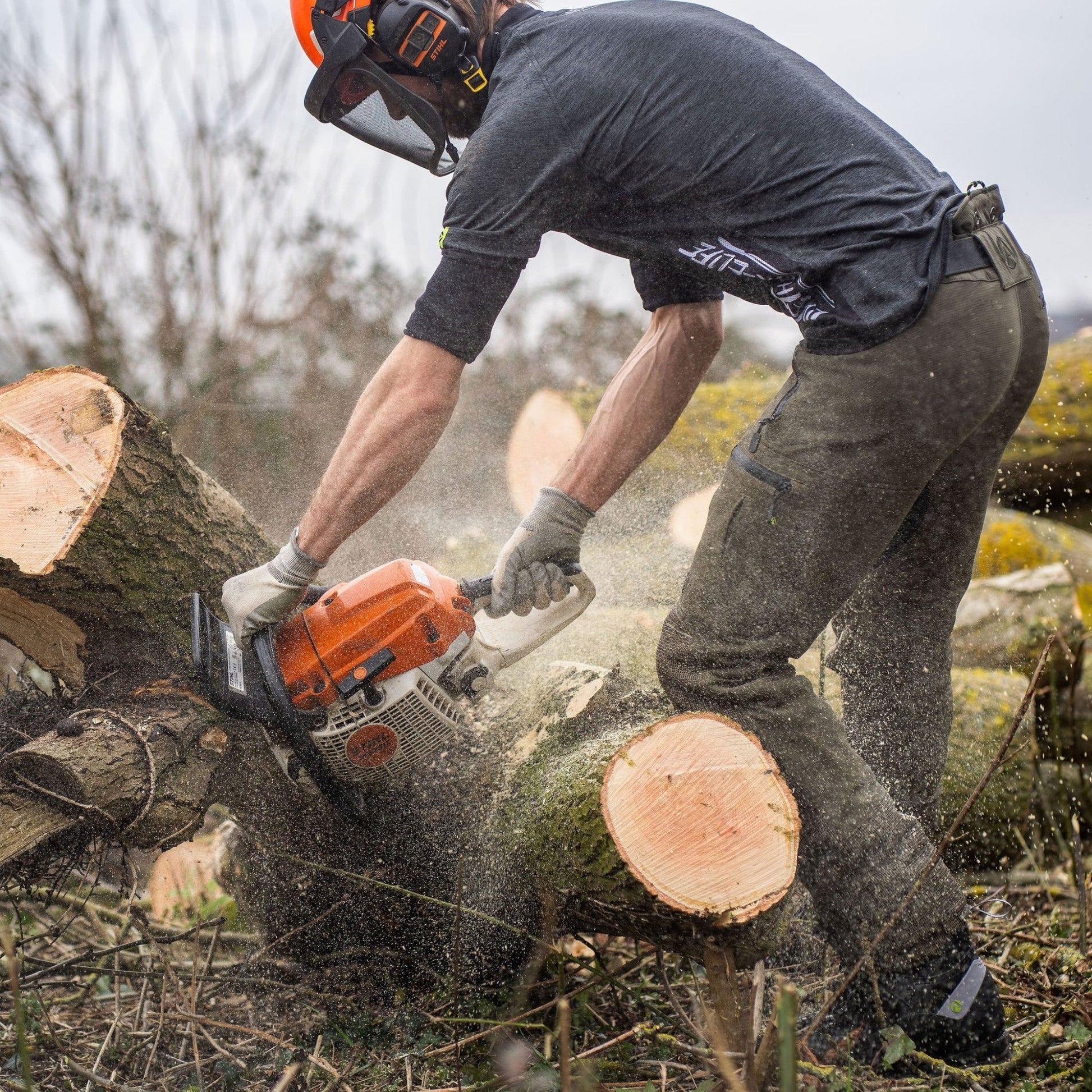 AT4070 Breatheflex Pro Chainsaw Trousers Design C Class 1 - Olive - Arbortec Forestwear