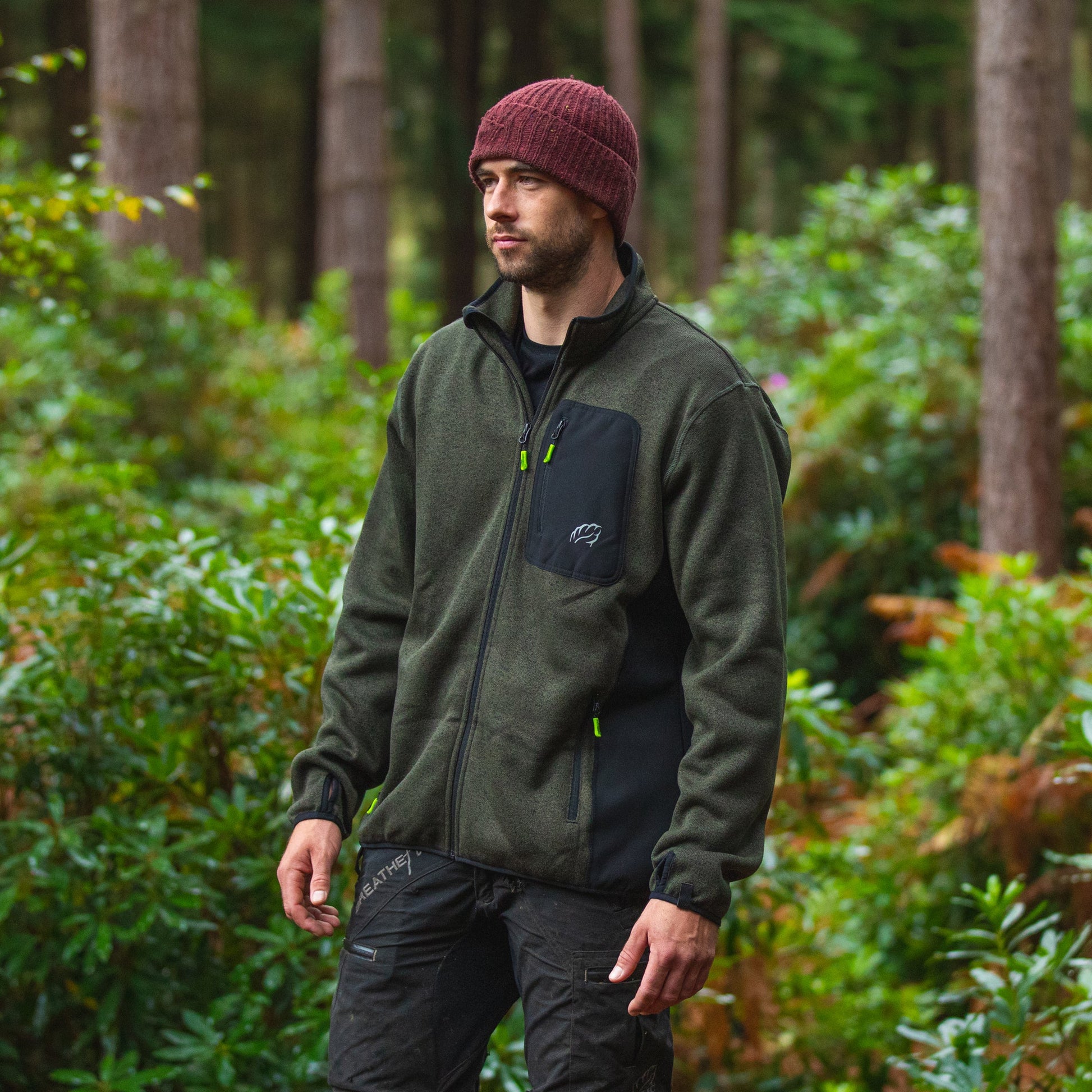 Kudu Plus Melange Zip Sweater Olive - Arbortec Forestwear