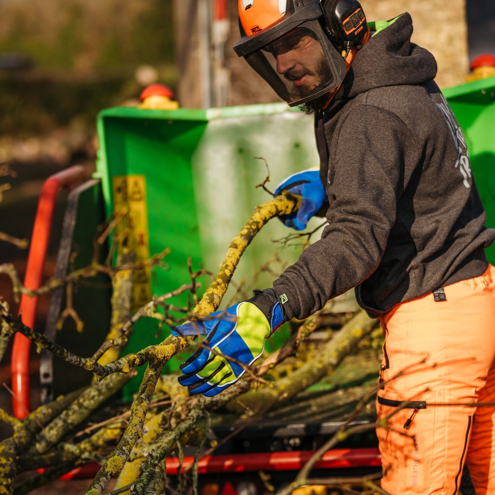 AT875 Arbortec Chainsaw Gloves Blue/Lime - Arbortec Forestwear