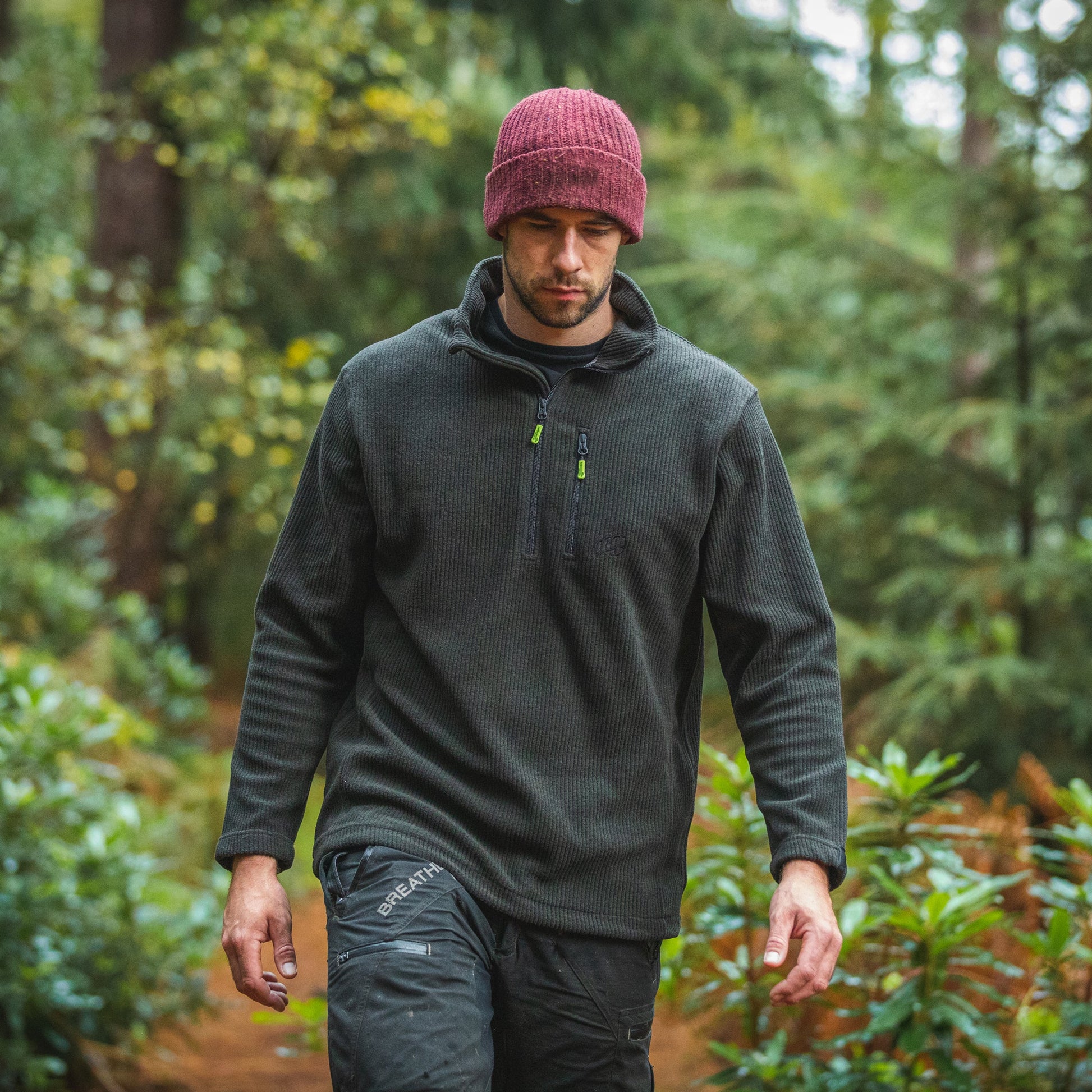 Wolf Half Zip Warm Sweater Olive - Arbortec Forestwear