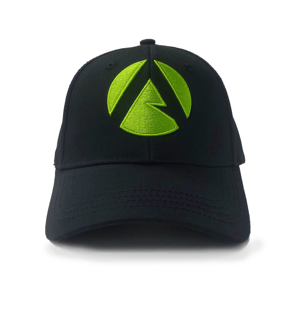 AT052 - Baseball Cap Curved Peak Front Icon - Black/Lime - Arbortec Forestwear