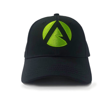 AT052 - Baseball Cap Curved Peak Front Icon - Black/Lime - Arbortec Forestwear