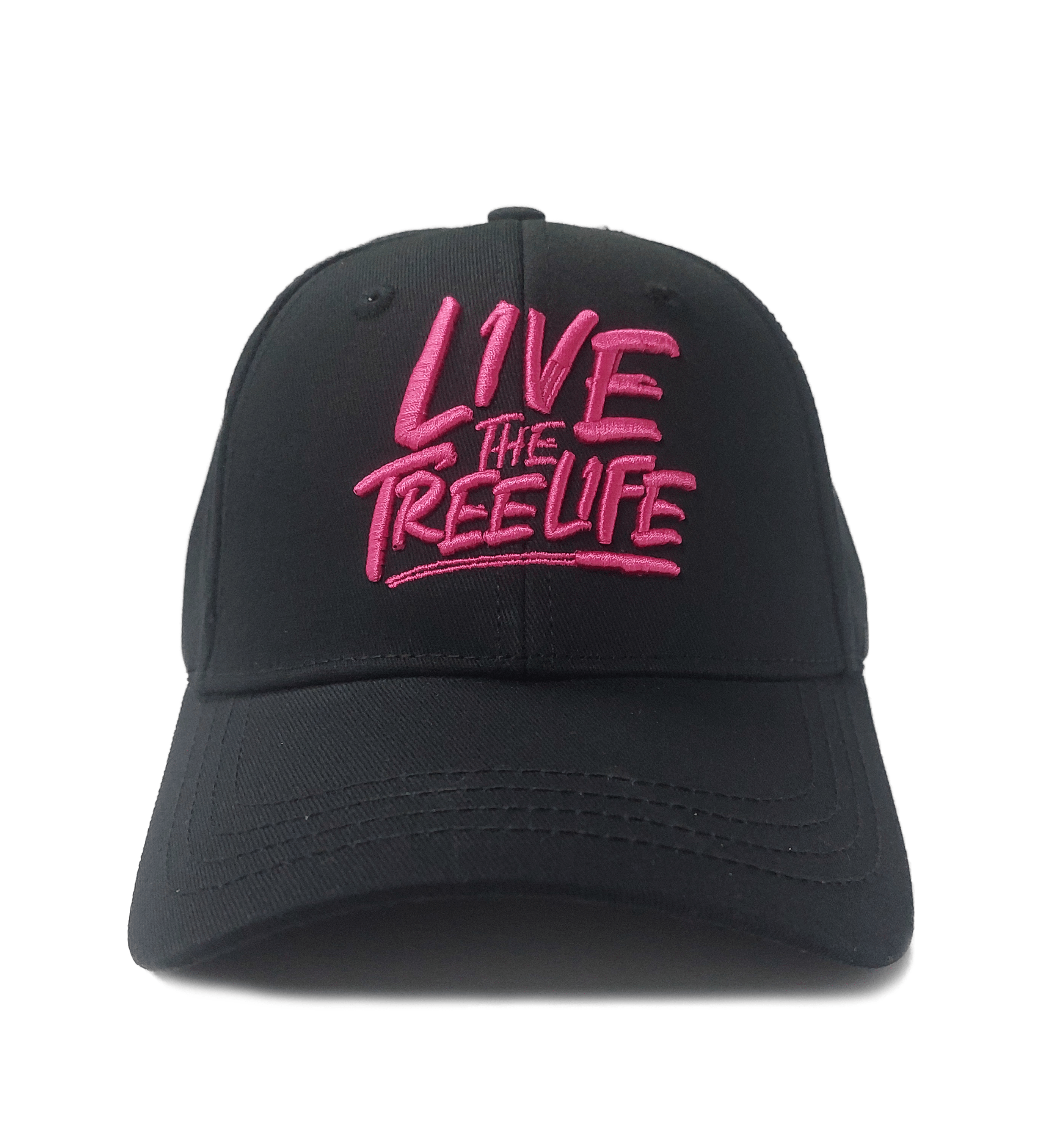 AT054 - Baseball Cap Curved Peak Live The Treelife - Black/Pink - Arbortec Forestwear