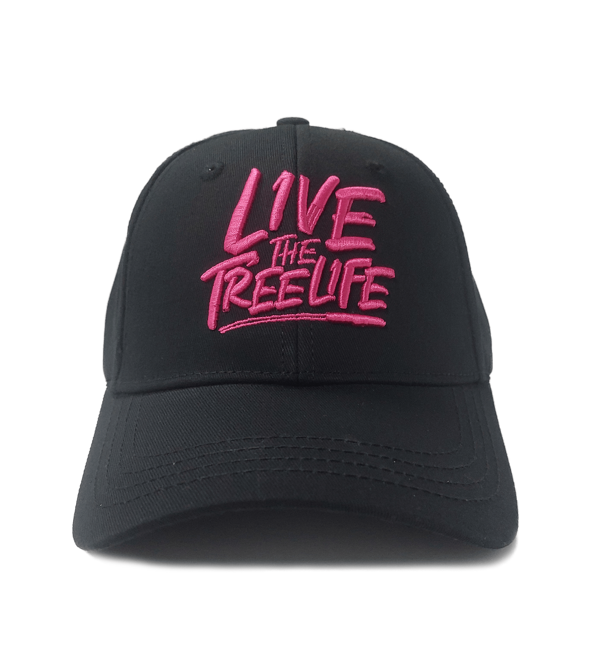 AT054 Baseball Cap Curved Peak Live The Treelife Black Pink