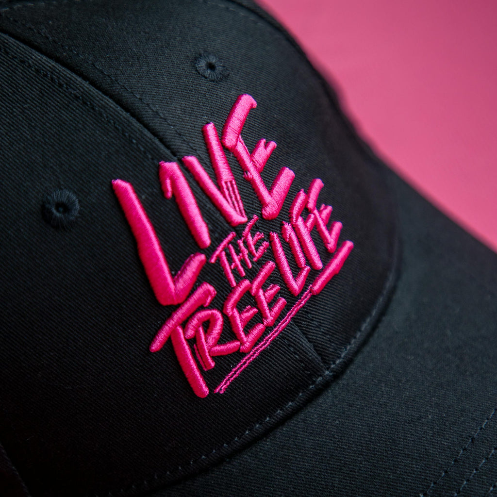 AT054 - Baseball Cap Curved Peak Live The Treelife - Black/Pink - Arbortec Forestwear