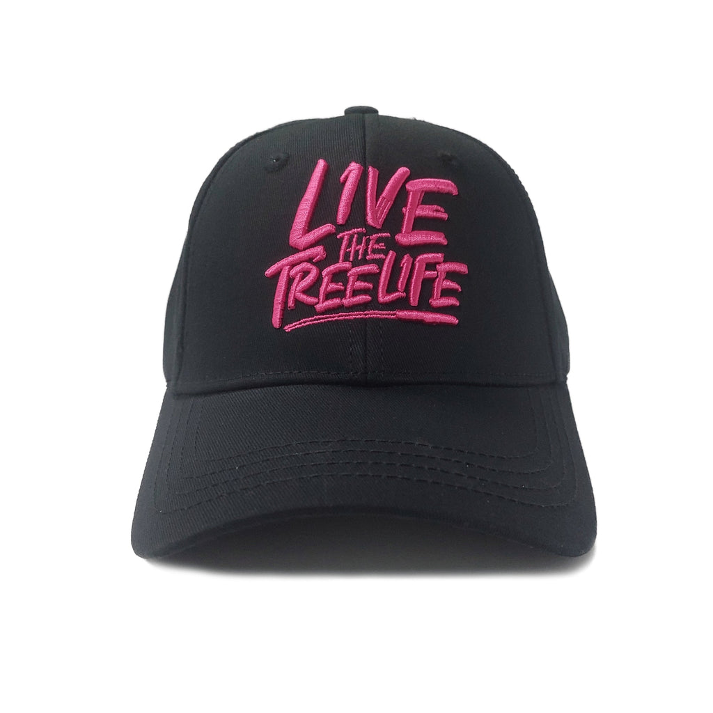 AT054 - Baseball Cap Curved Peak Live The Treelife - Black/Pink - Arbortec Forestwear