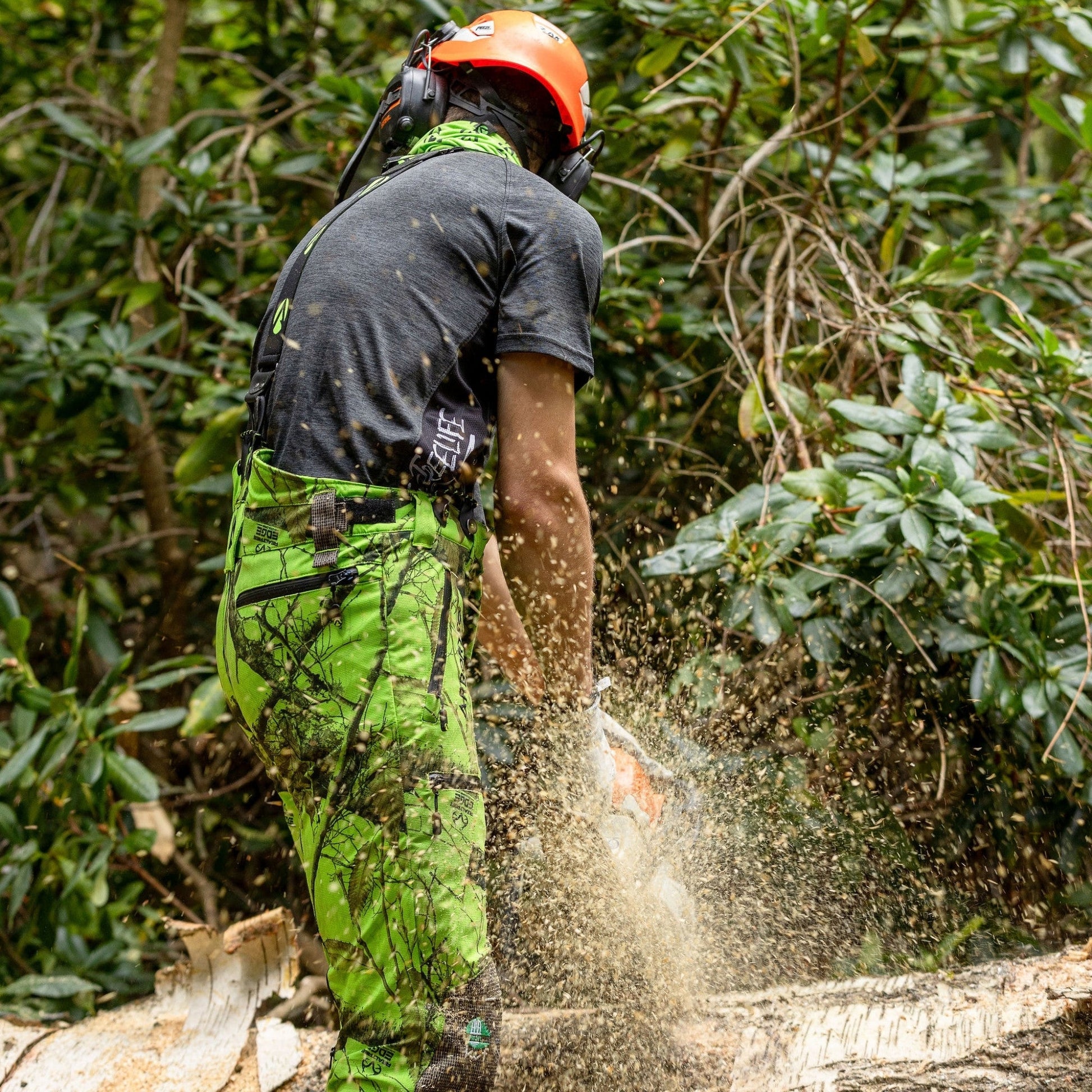 AT4060 UL - Breatheflex Pro Realtree Chainsaw Trousers Design A/Class 1 - Lime - Arbortec Forestwear