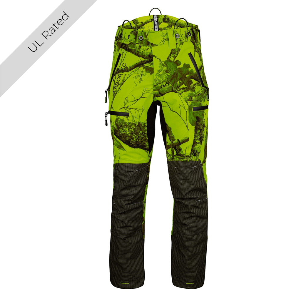 AT4060 UL - Breatheflex Pro Realtree Chainsaw Trousers Design A/Class 1 - Lime - Arbortec Forestwear