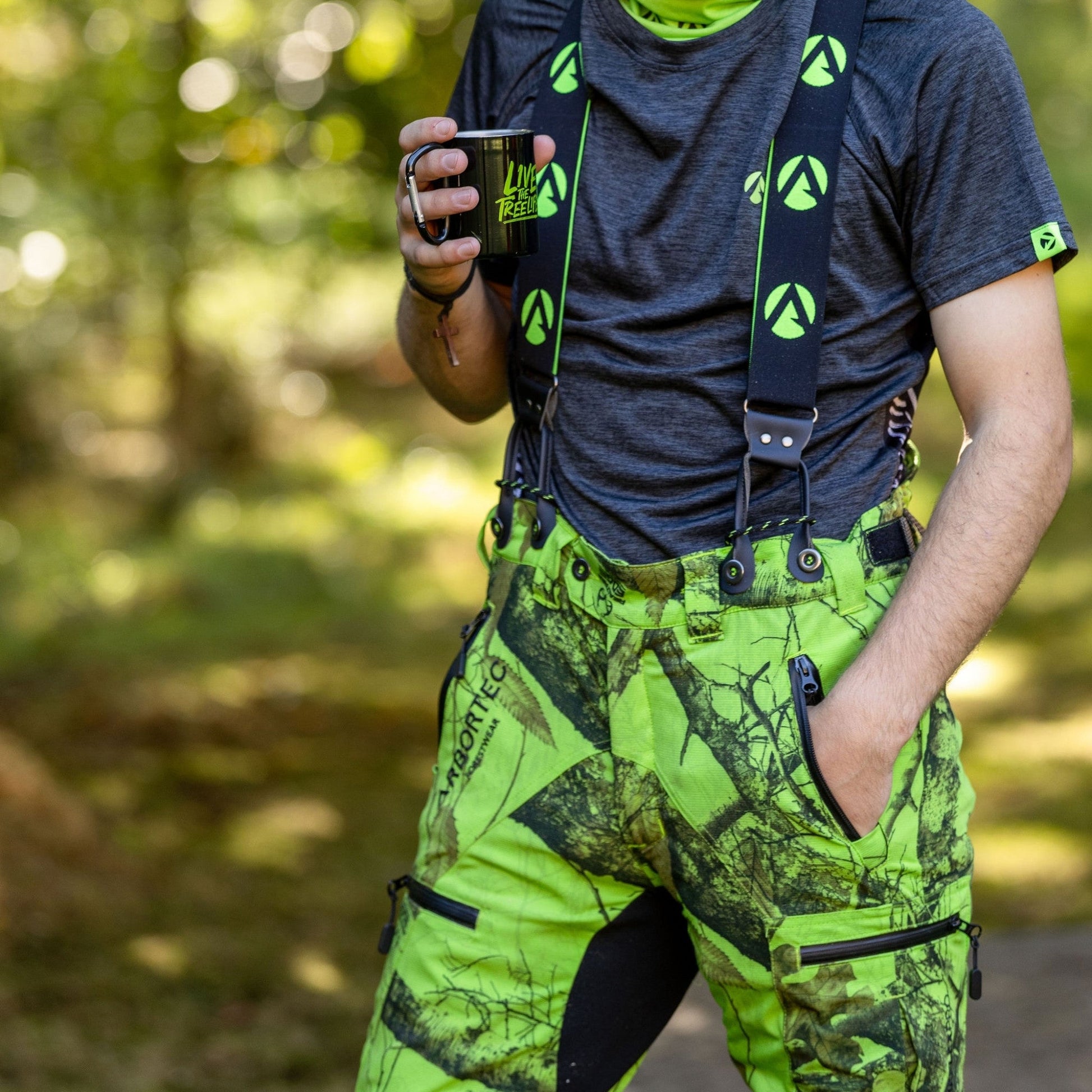 AT4060 UL - Breatheflex Pro Realtree Chainsaw Trousers Design A/Class 1 - Lime - Arbortec Forestwear
