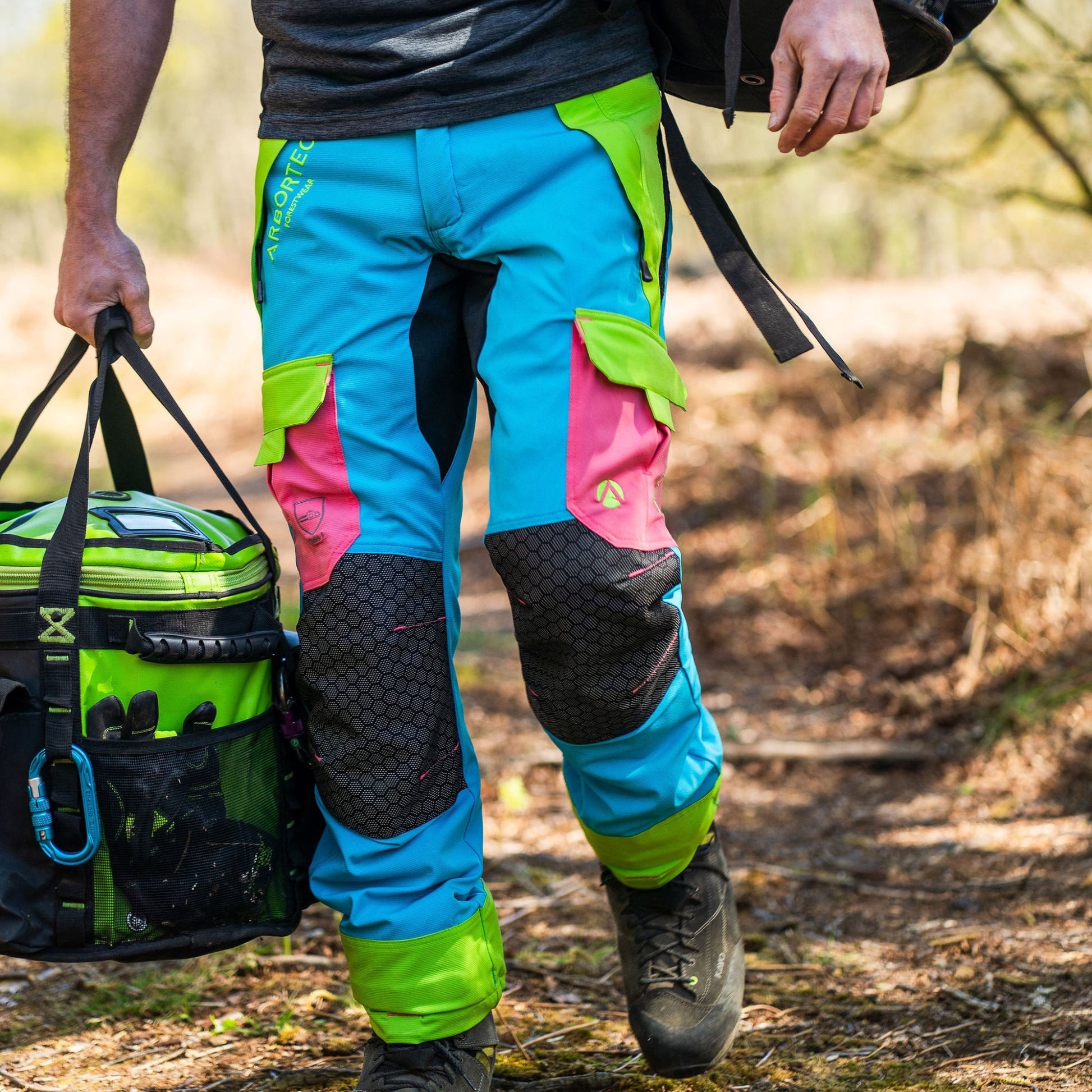 AT4062(EU) Arbortec Vented Chainsaw Trousers Design A Class 1 - Aqua Multi - Arbortec Forestwear