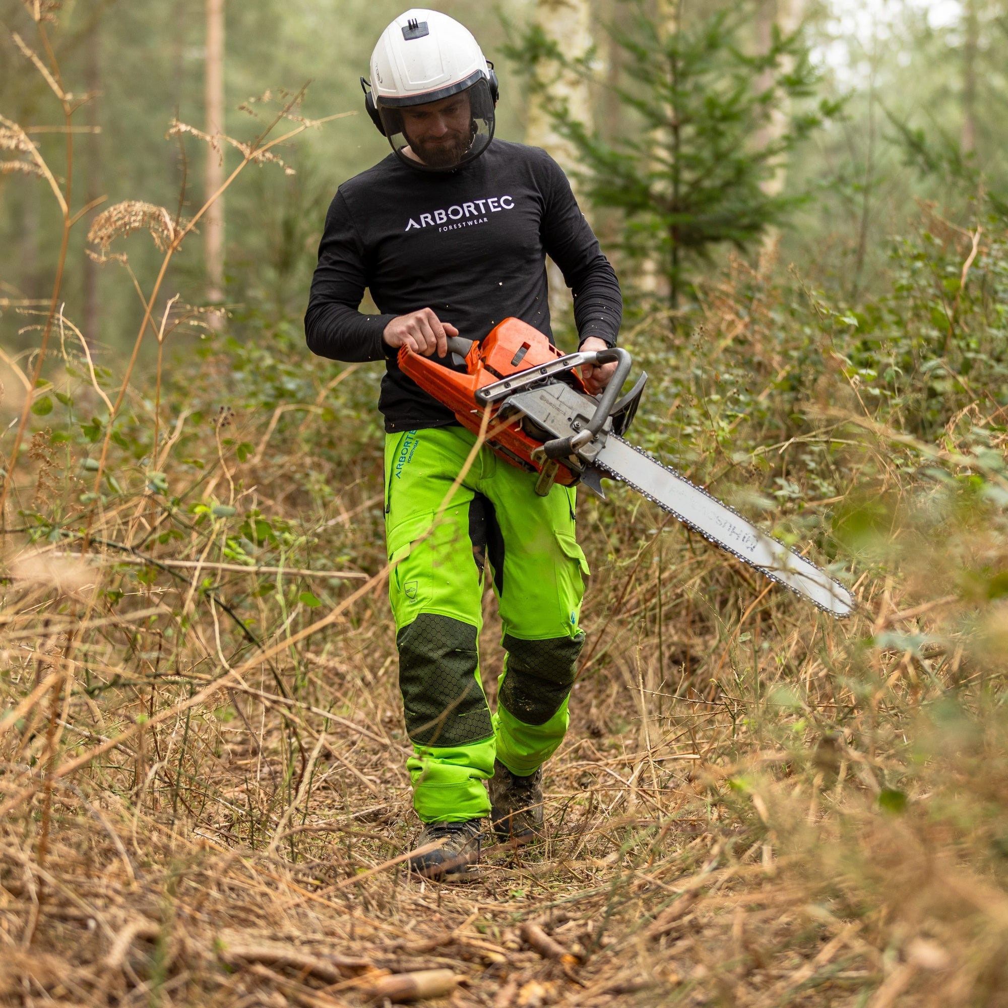 AT4062(EU) Arbortec Vented Chainsaw Trousers Design A Class 1 - Lime