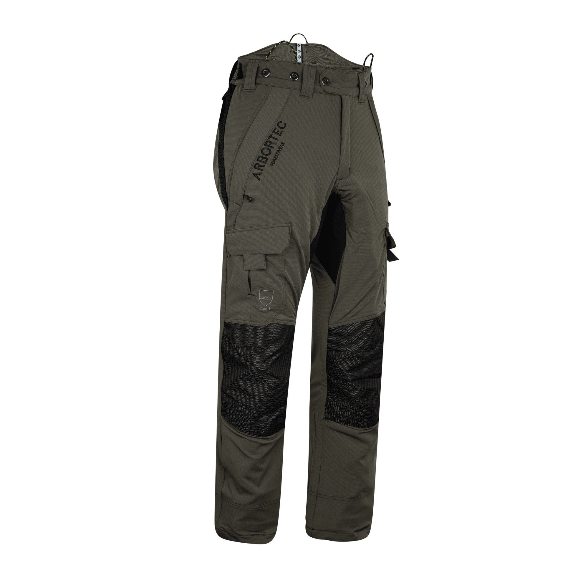 AT4062(EU) Arbortec Vented Chainsaw Trousers Design A Class 1 - Olive - Arbortec Forestwear