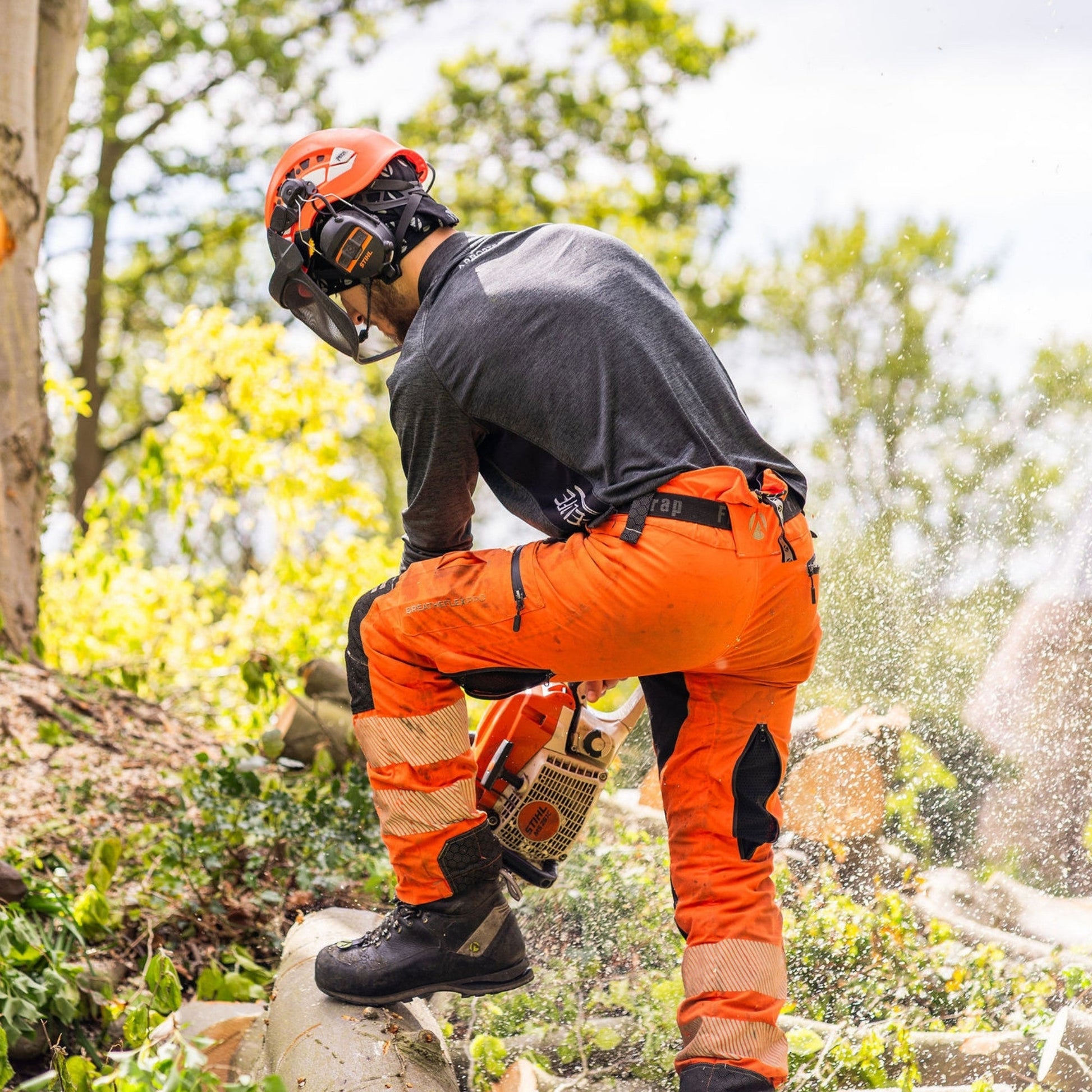 ATHV4060 Breatheflex Pro Chainsaw Trousers Design A Class 1 - Hi - Vis Orange - Arbortec Forestwear