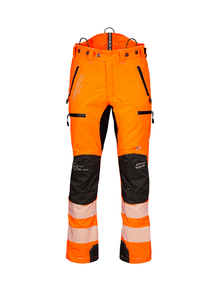 ATHV4060 Breatheflex Pro Chainsaw Trousers Design A Class 1 - Hi-Vis Orange - Arbortec Forestwear