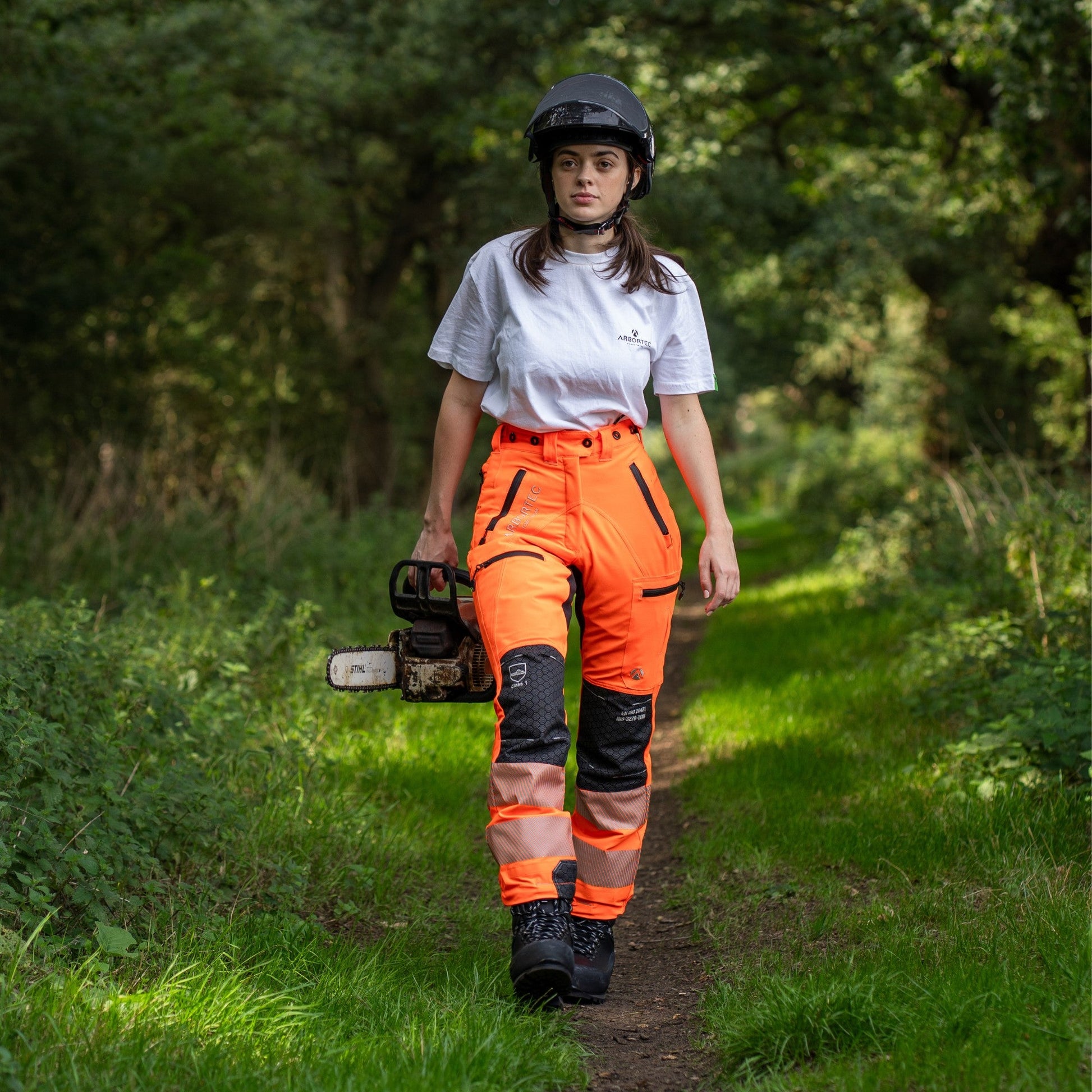 ATHV4070(F) Breatheflex Pro Women's Chainsaw Trousers Class 1 / Design C - Hi - Vis Orange - Arbortec Forestwear