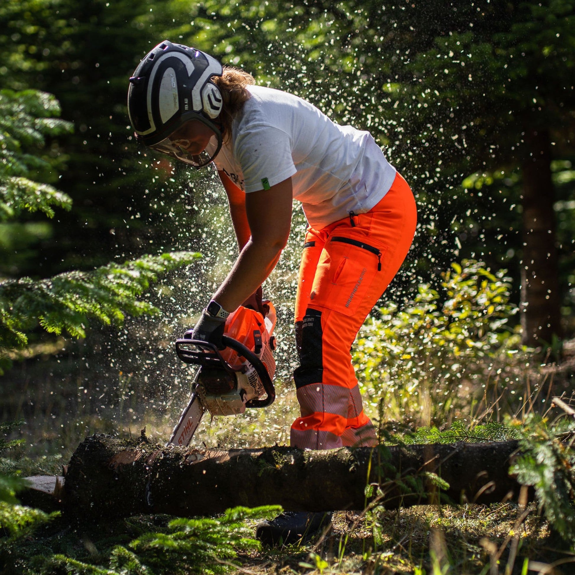 ATHV4070(F) Breatheflex Pro Women's Chainsaw Trousers Class 1 / Design C - Hi - Vis Orange - Arbortec Forestwear