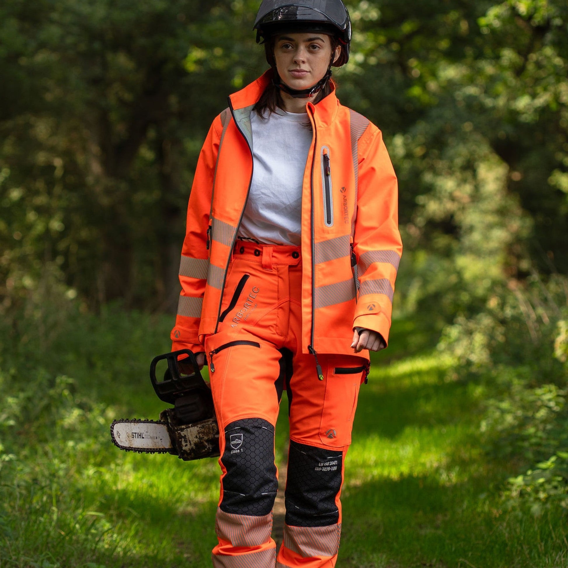 ATHV4070(F) Breatheflex Pro Women's Chainsaw Trousers Class 1 / Design C - Hi - Vis Orange - Arbortec Forestwear