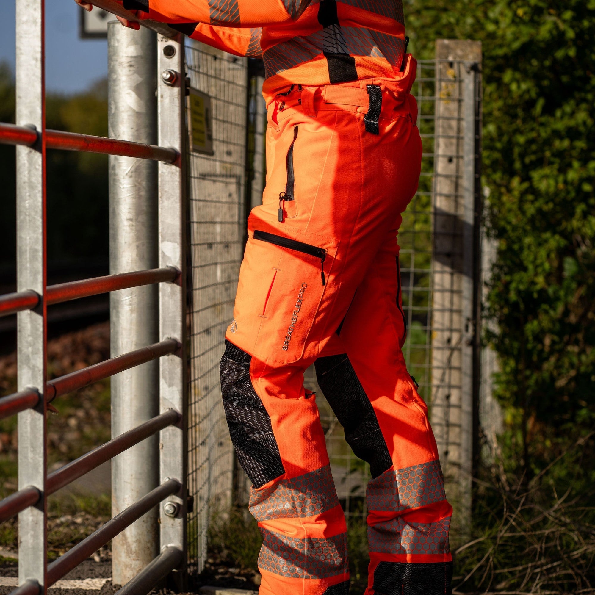 ATHV4075 Breatheflex Pro Rail Spec Class 2 Trousers - Hi Vis Orange