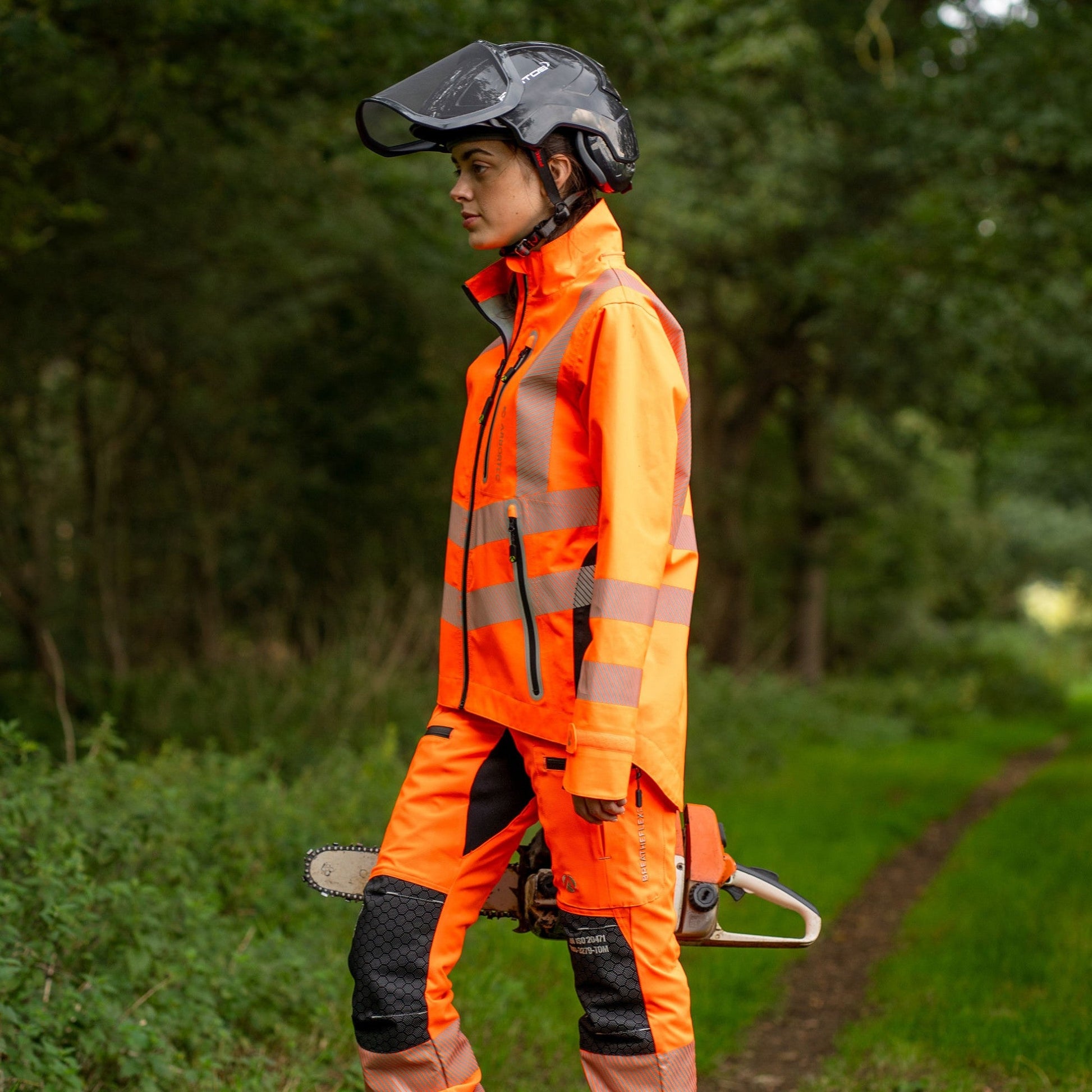ATHV4420(F) Full Zip Waterproof Women’s Work Jacket – Hi - Vis Orange - Arbortec Forestwear
