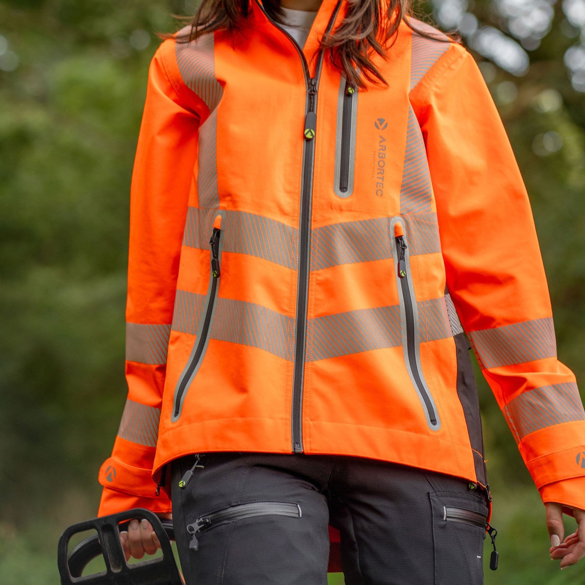 ATHV4420(F) Full Zip Waterproof Women’s Work Jacket – Hi - Vis Orange - Arbortec Forestwear