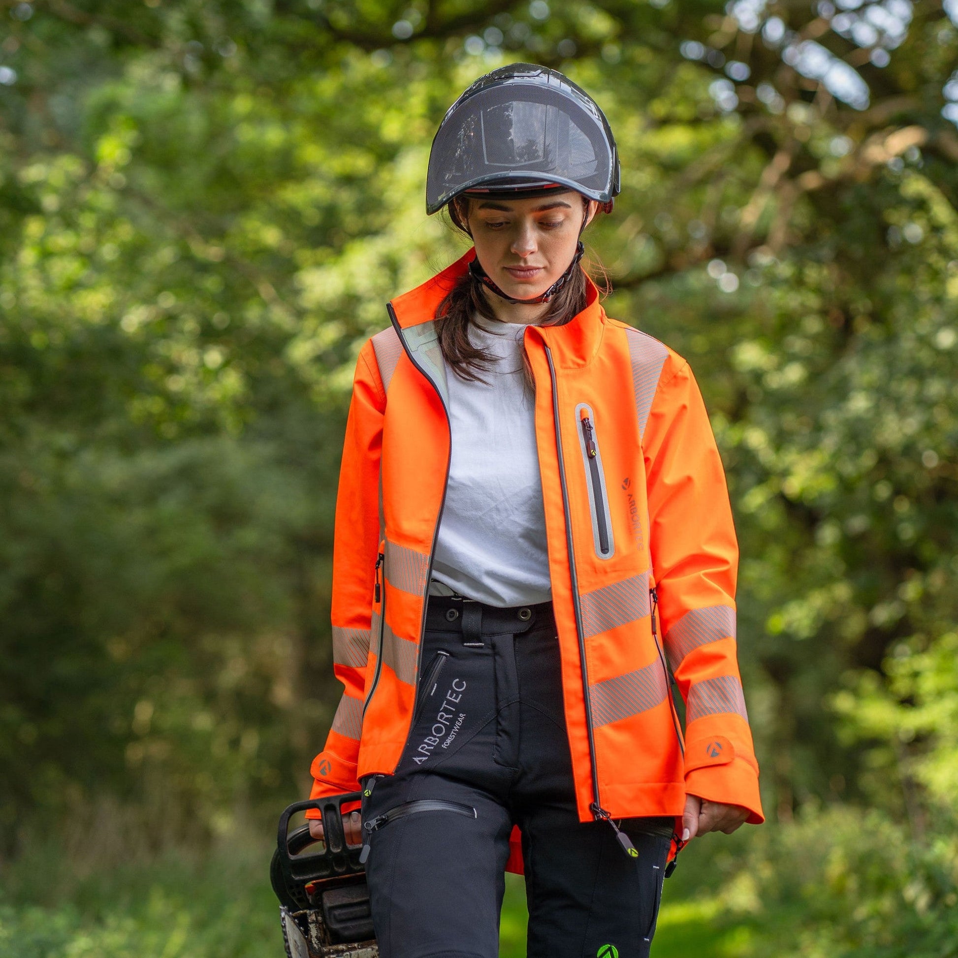 ATHV4420(F) Full Zip Waterproof Women’s Work Jacket – Hi - Vis Orange - Arbortec Forestwear