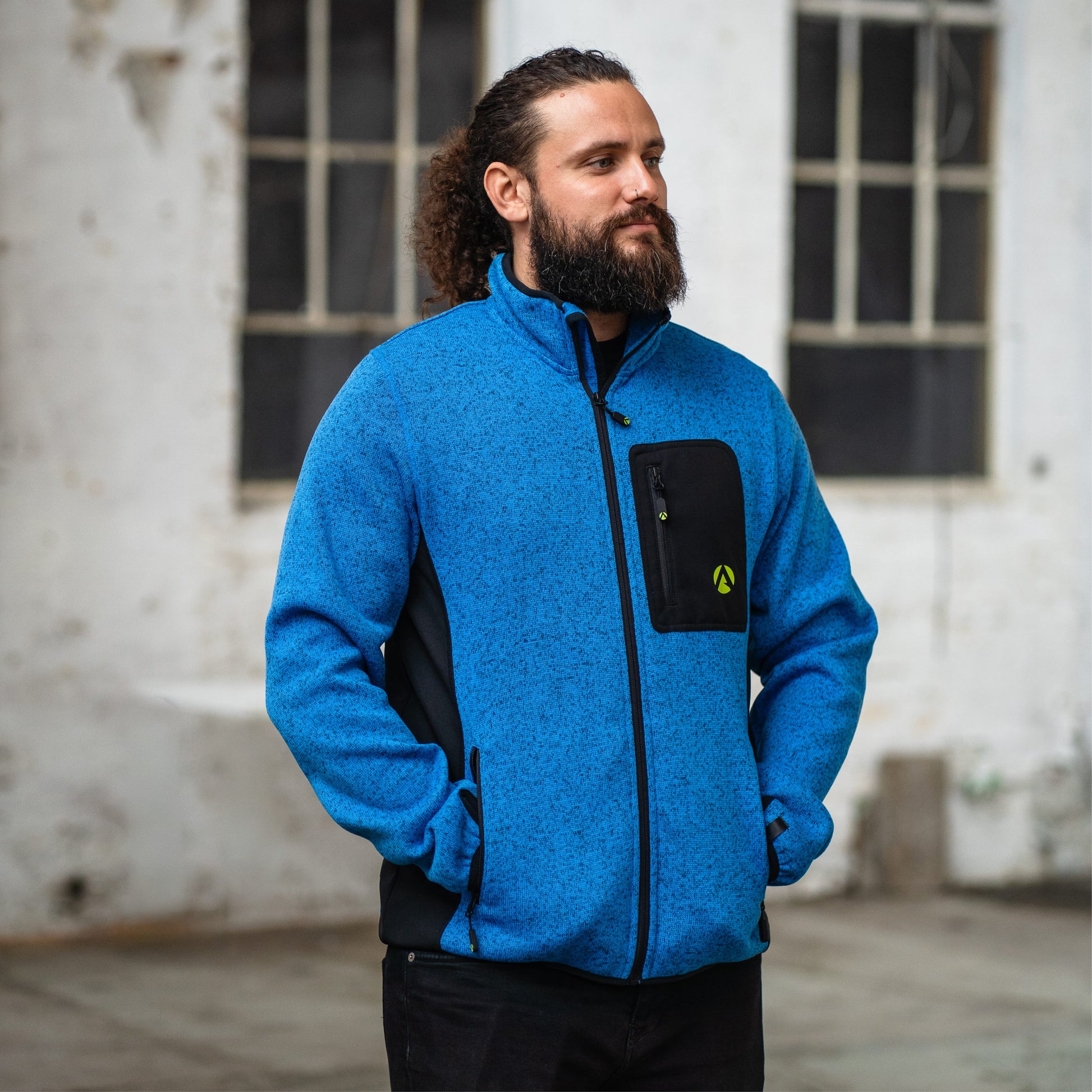 Kudu Plus Melange Zip Sweater Blue - Arbortec Forestwear