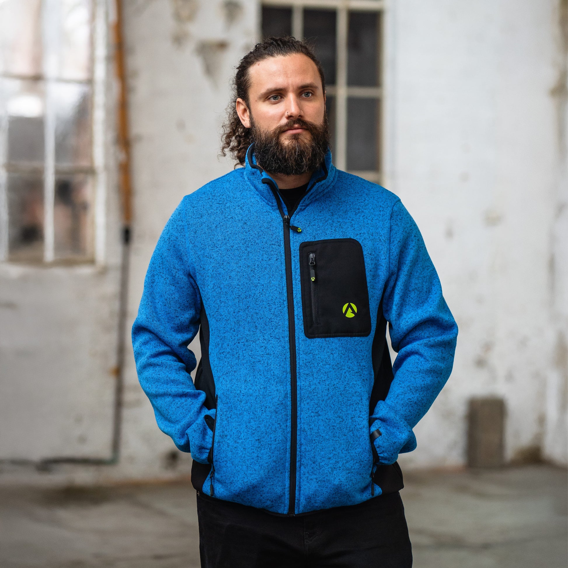 Kudu Plus Melange Zip Sweater Blue - Arbortec Forestwear