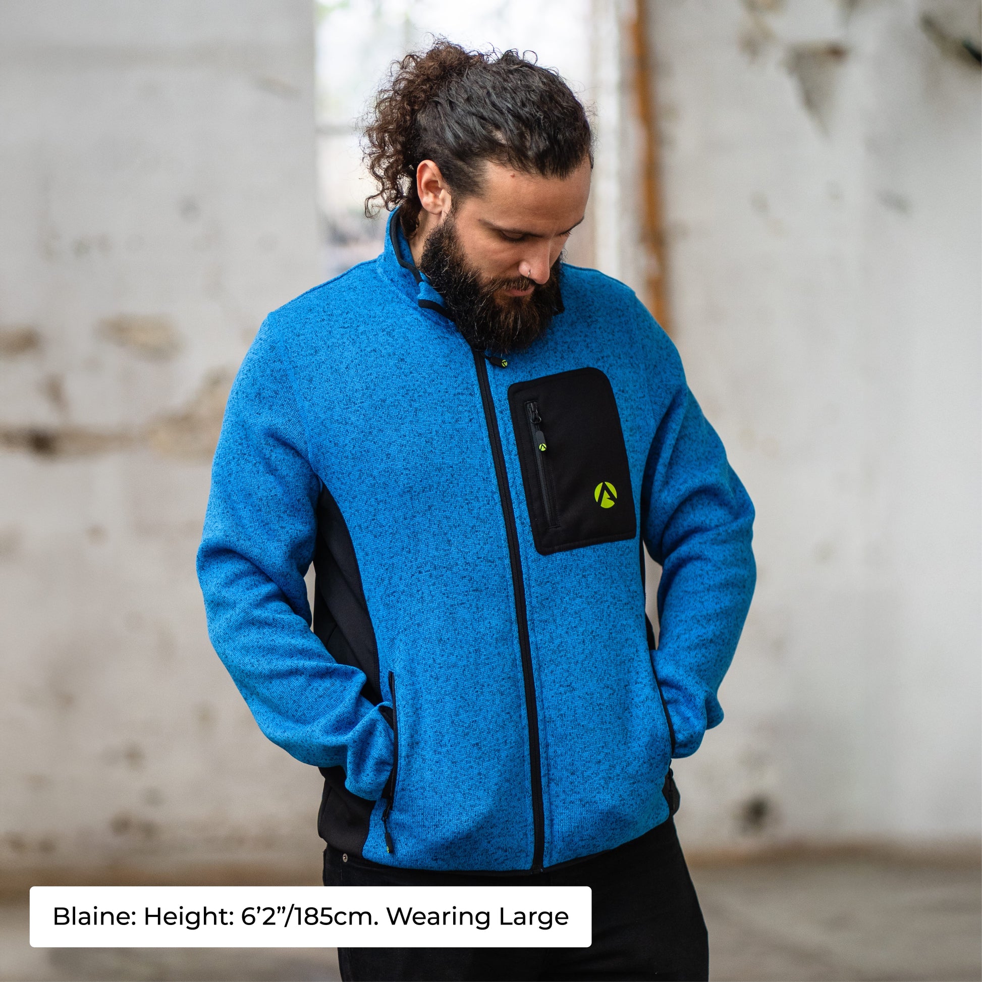 Kudu Plus Melange Zip Sweater Blue - Arbortec Forestwear