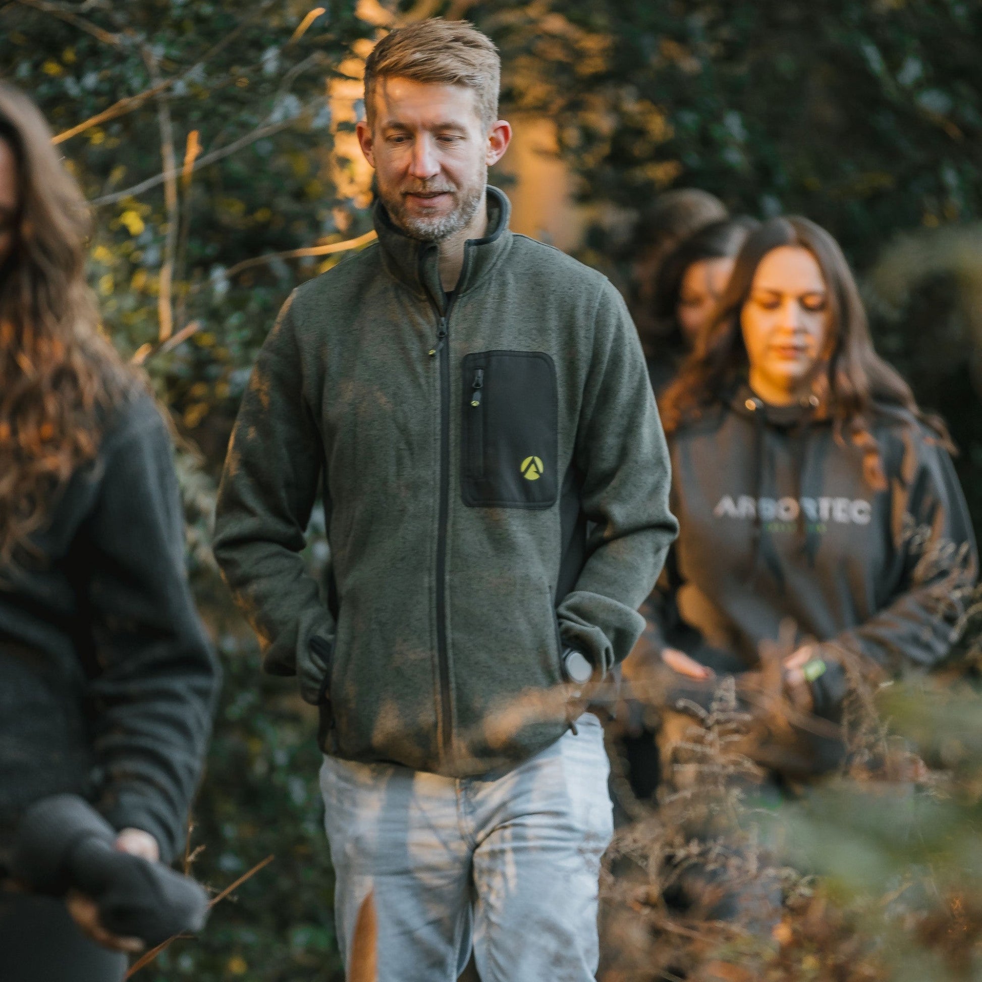 Kudu Plus Melange Zip Sweater Olive - Arbortec Forestwear