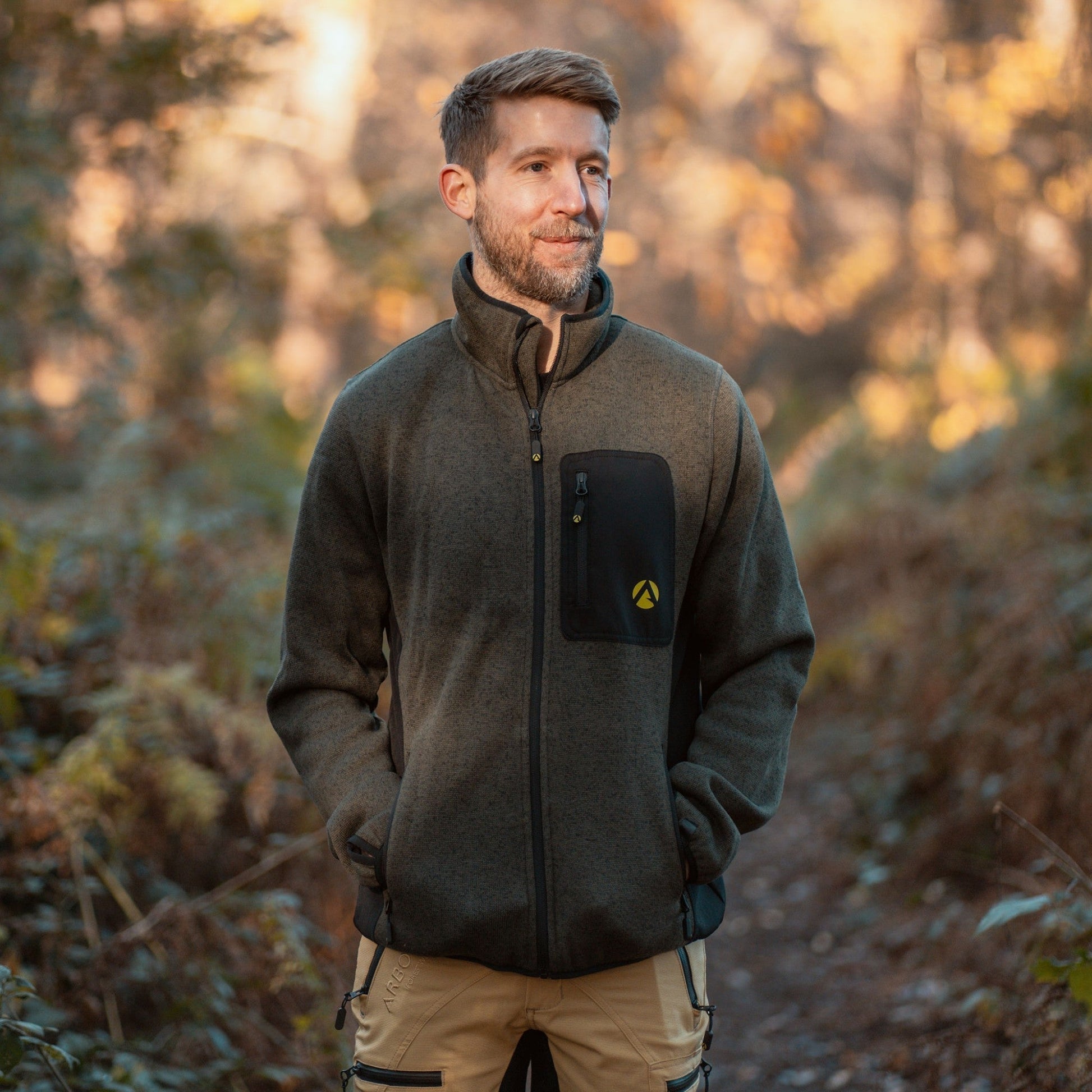 Kudu Plus Melange Zip Sweater Olive - Arbortec Forestwear