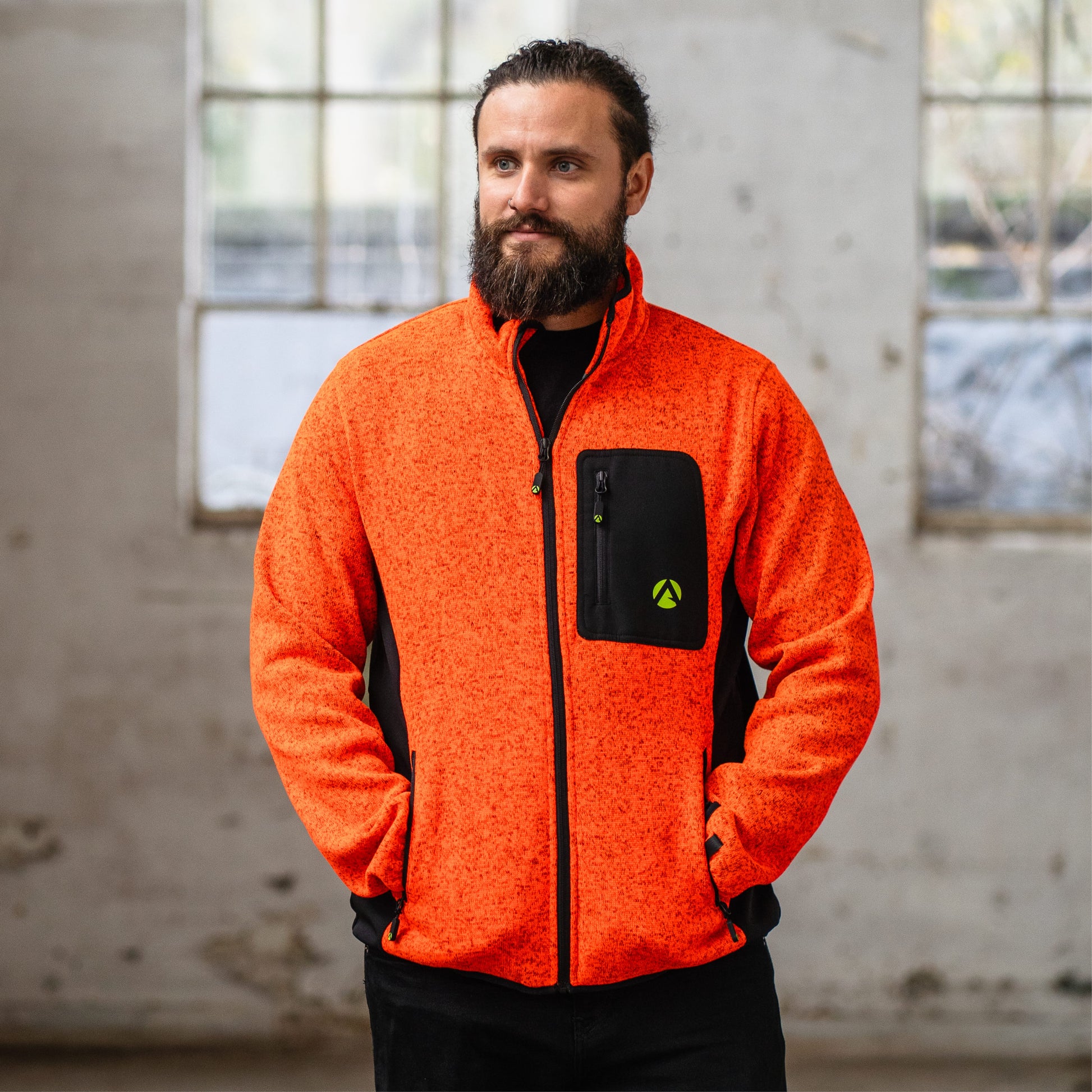 Kudu Plus Melange Zip Sweater Orange - Arbortec Forestwear
