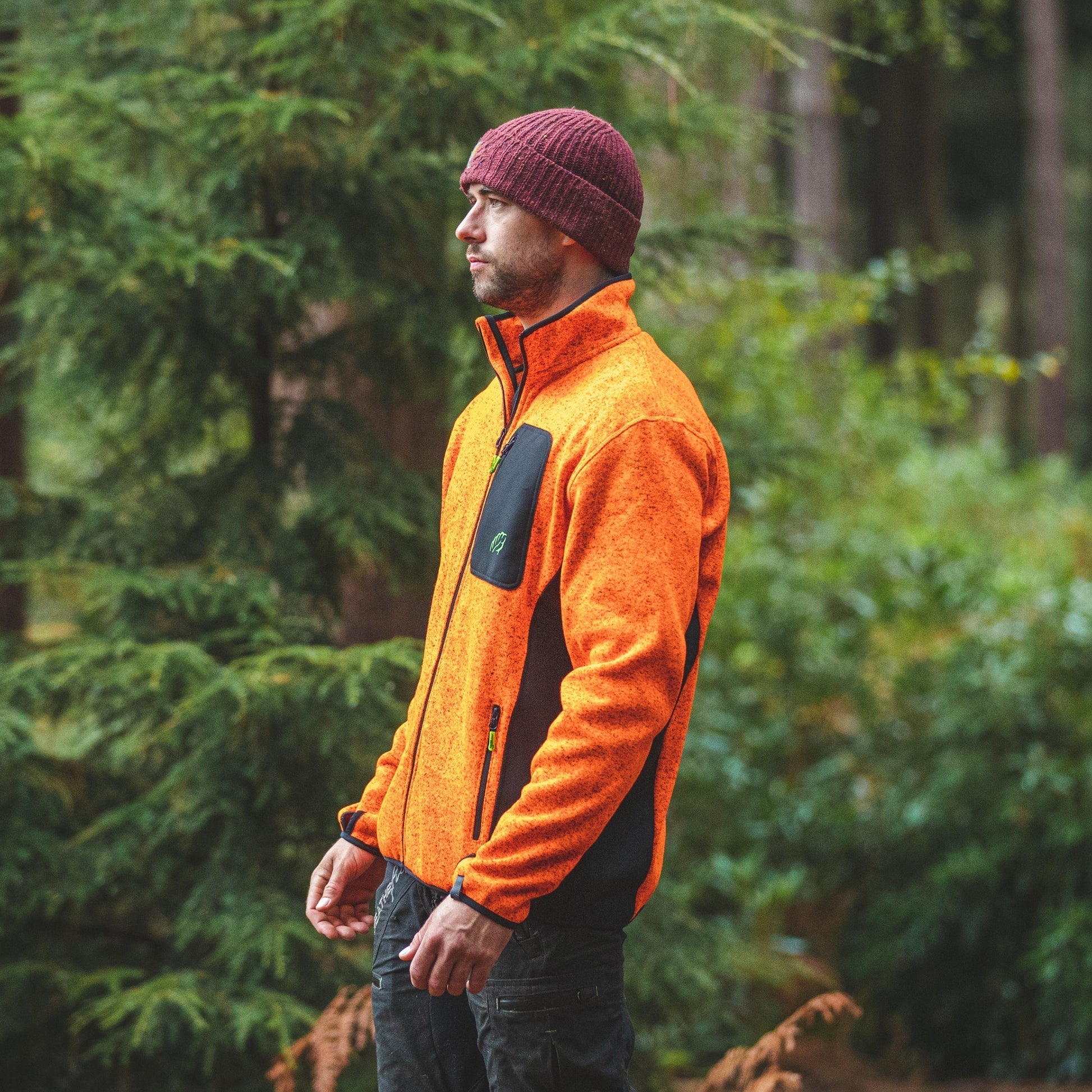 Kudu Plus Melange Zip Sweater Orange - Arbortec Forestwear