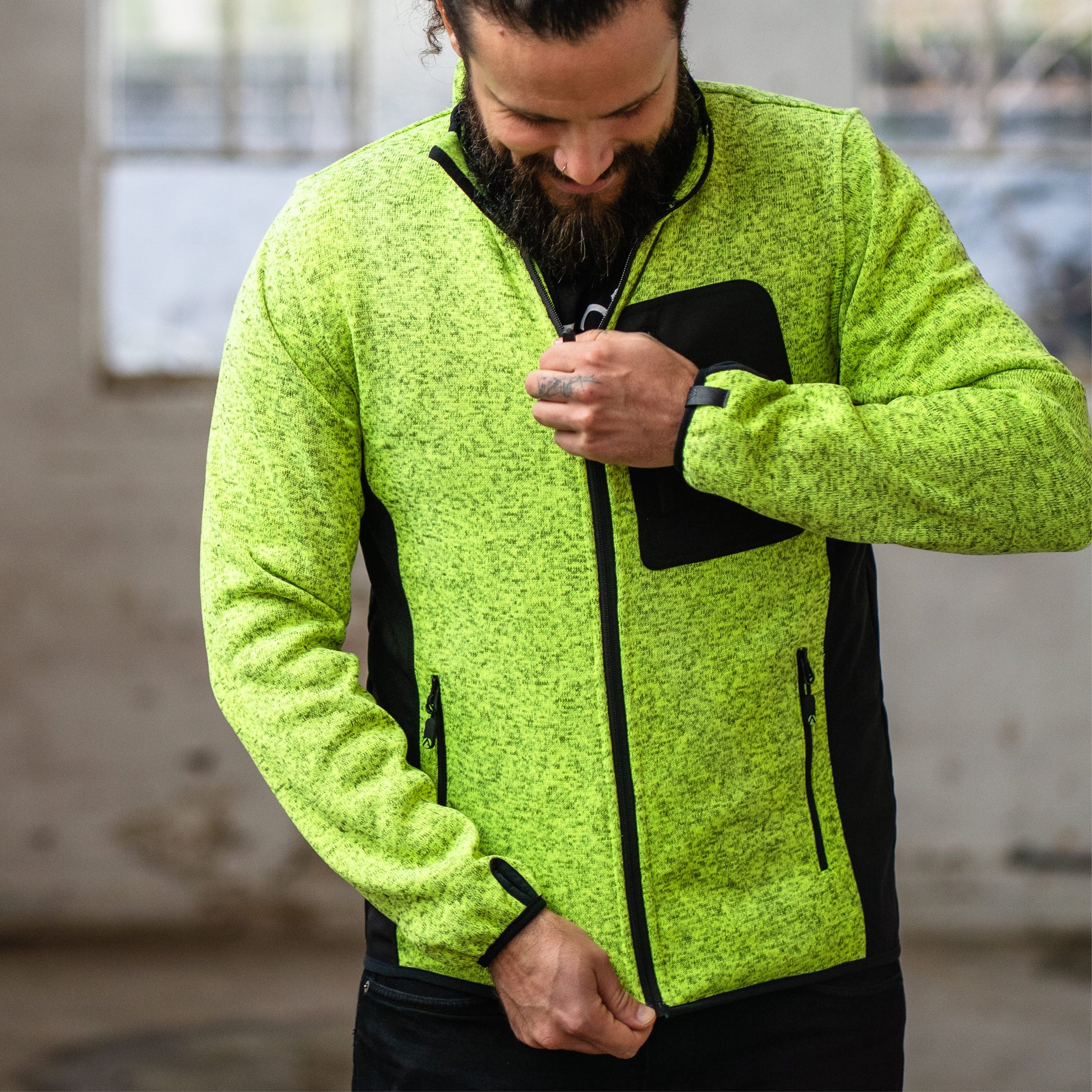 Kudu Plus Melange Zip Sweater Yellow - Arbortec Forestwear