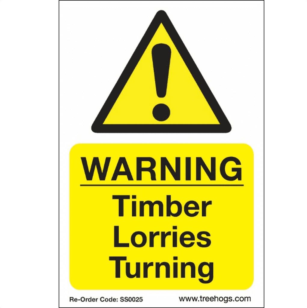 SS0025 Corex Safety Sign - Warning Timber Lorries Turning - Arbortec Forestwear