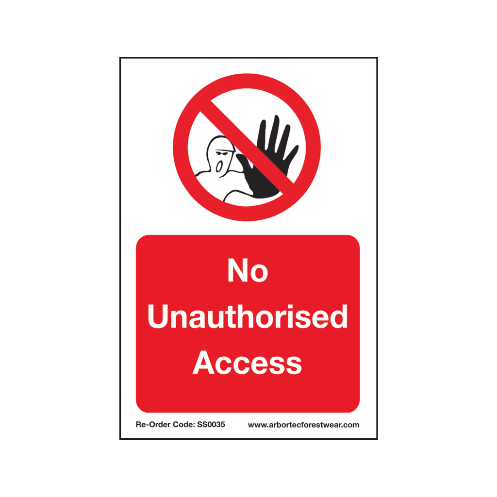 SS0035 Corex Safety Sign - No Unauthorised Access - Arbortec Forestwear