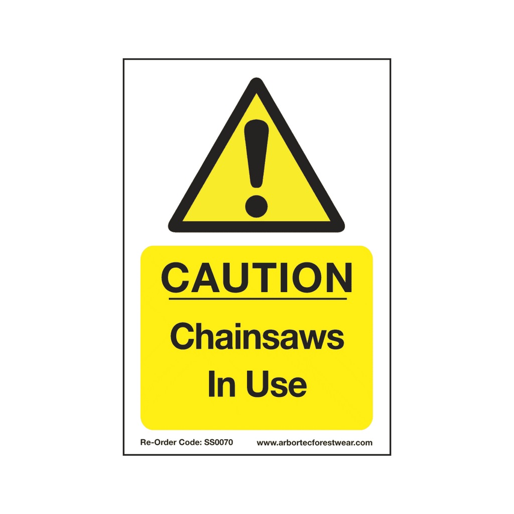 SS0070 Corex Safety Sign - Chainsaws In Use - Arbortec Forestwear