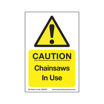 SS0070 Corex Safety Sign - Chainsaws In Use - Arbortec Forestwear