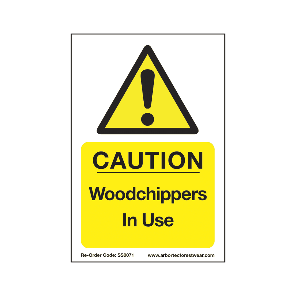 SS0071 Corex Safety Sign - Caution Wood Chippers In Use - Arbortec Forestwear