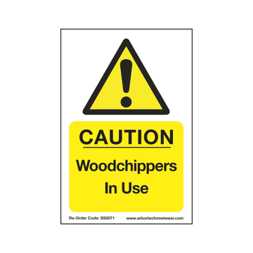 SS0071 Corex Safety Sign - Caution Wood Chippers In Use - Arbortec Forestwear
