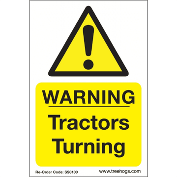 SS0100 Corex Safety Sign - Warning Tractors Turning - Arbortec Forestwear