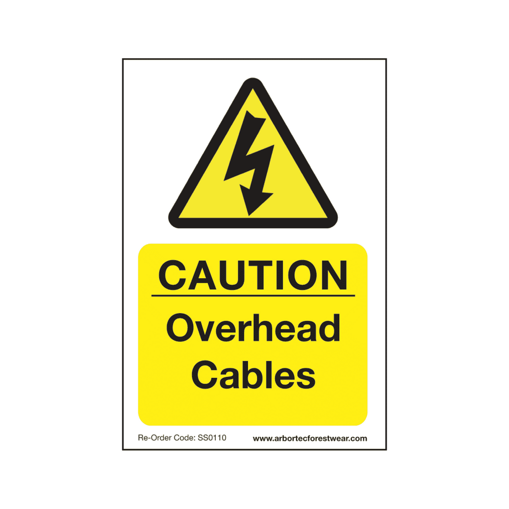 SS0110 Corex Safety Sign - Caution Overhead Cables - Arbortec Forestwear