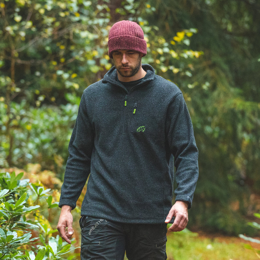 Wolf Half Zip Warm Sweater Grey - Arbortec Forestwear