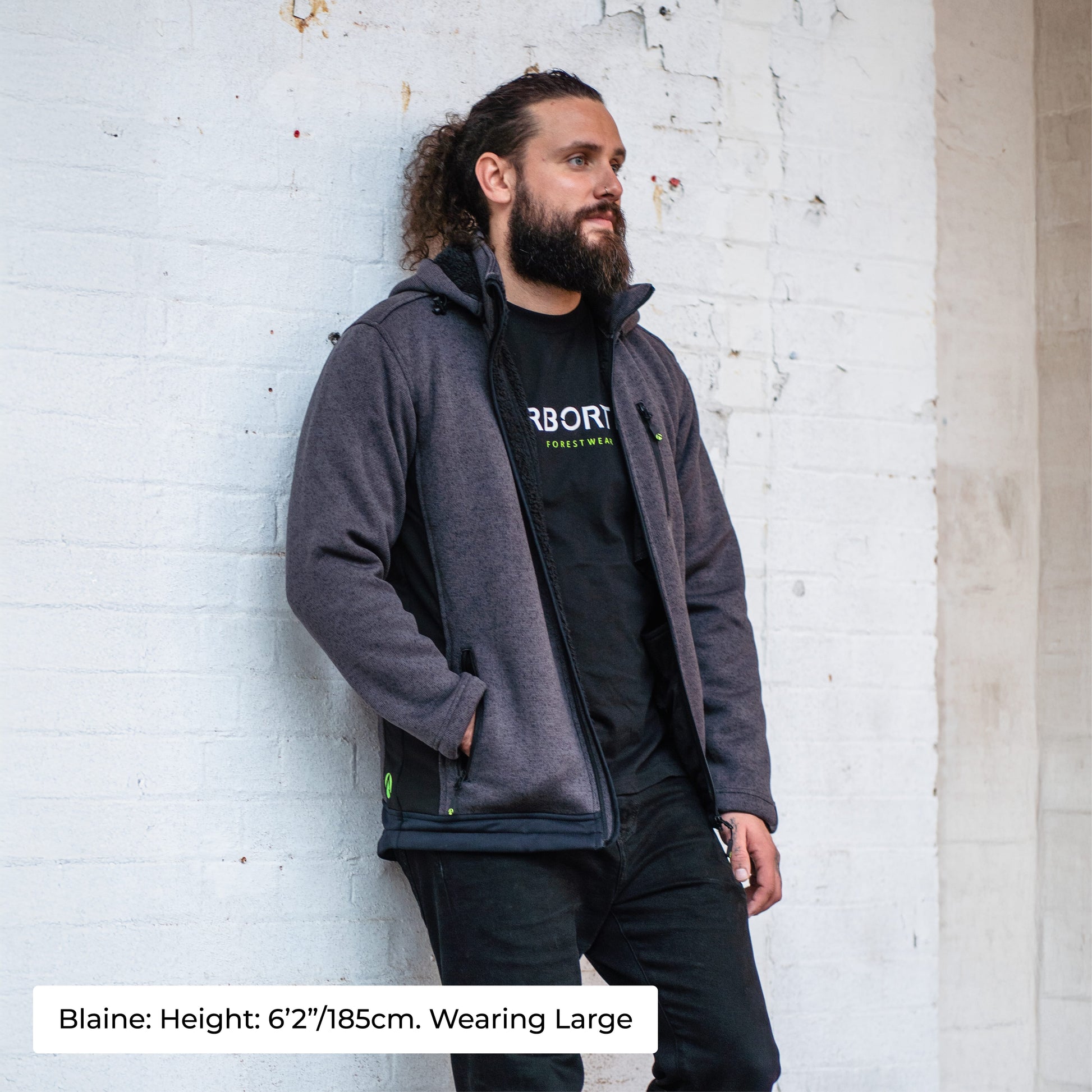 Yeti Knitted Fleece Lined Hooded Jacket - Grey - Arbortec Forestwear