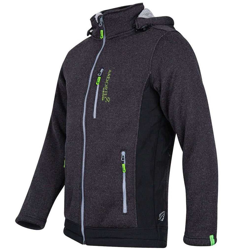 Yeti Knitted Fleece Lined Hooded Jacket - Grey - Arbortec Forestwear